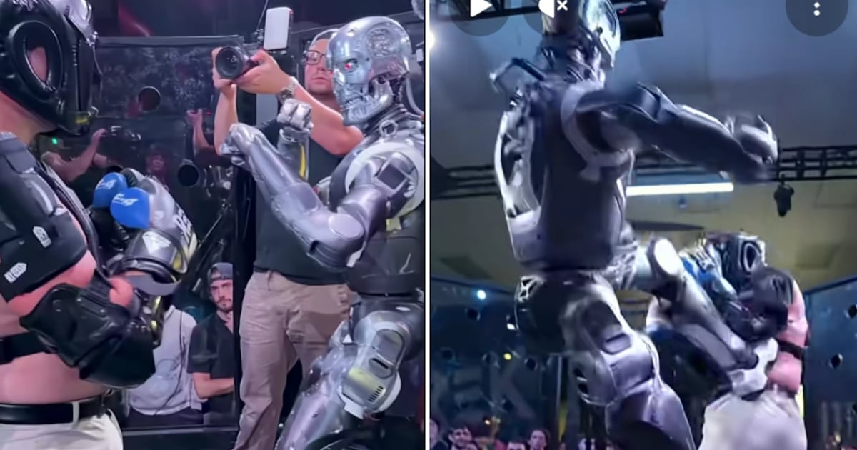 Pelear contra un robot de 1,83 metros: el show que terminó con la mano rota y una intimación estatal